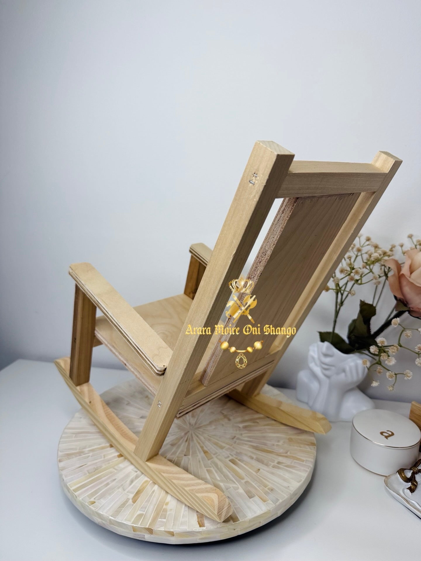 Sillon de madera para Muñecos espirituales/ silla mecedora