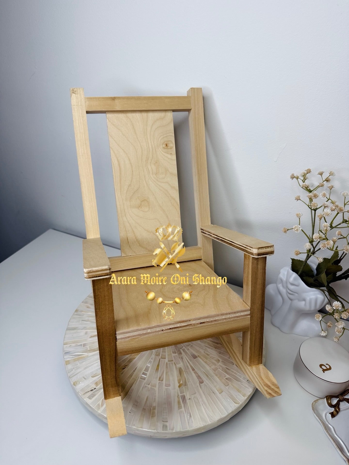 Sillon de madera para Muñecos espirituales/ silla mecedora
