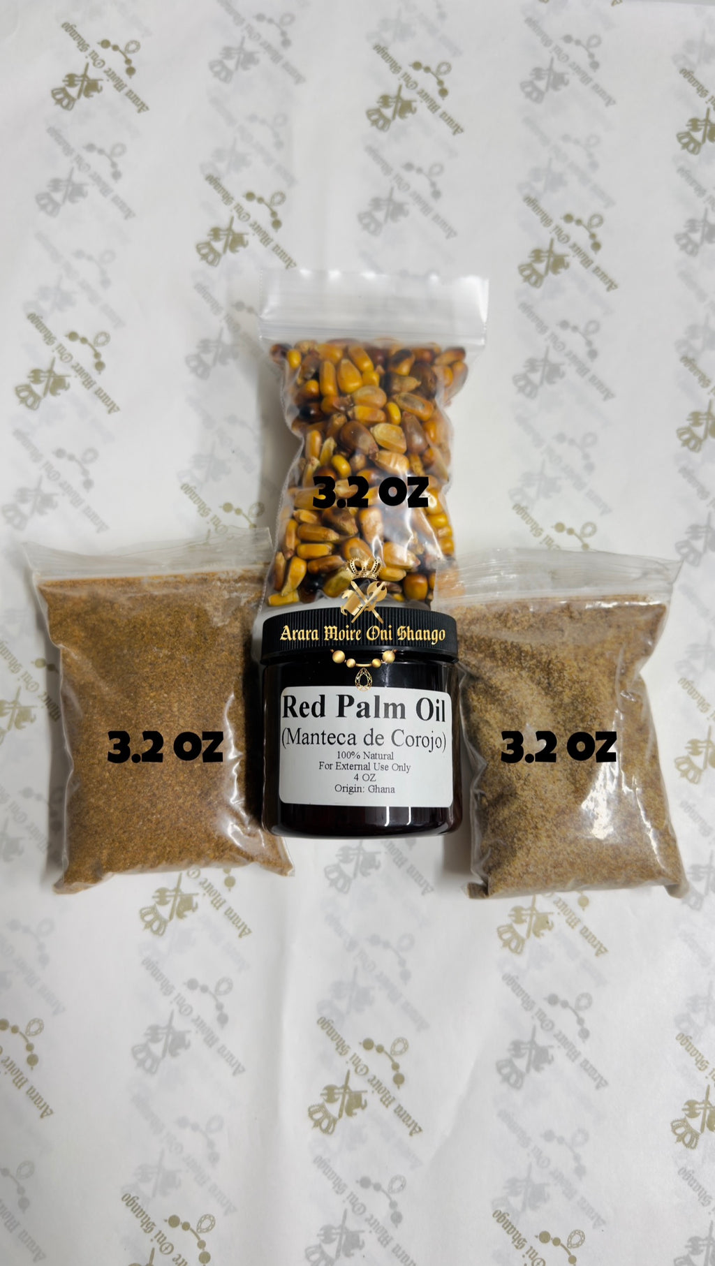 set de Jutia, Pescado ahumado , manteca de corojo 4oz y Maiz Tostado. 3.2oz